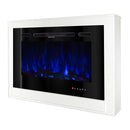 Camino Elettrico da Pavimento 74x107x16 cm Effetto Fiamma 1500W Melania & Adeli Bianco