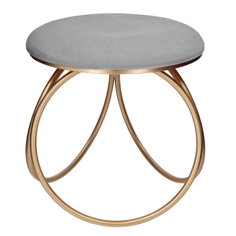 Pouf 44x42xh43 cm in Metallo e Velluto Grigio