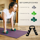 Set 6 Pesi Manubri con Supporto Coppie da 1-2-3 Kg in Metallo Verde e Nero   