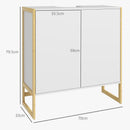 Mobile Sottolavabo da Bagno con Armadietto 2 Ante a Pressione 70x33x79,5cm in Bambù e MDF con Intaglio a U Bianco 