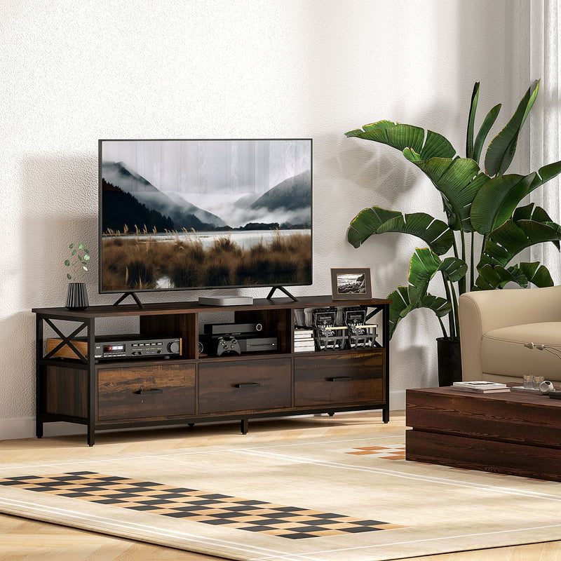 Tavolino Portaoggetti Eilonwy Industrial 1 Cassetto Rovere Marrone 50x40x56 Cm