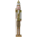 Soldato Schiaccianoci Natale in Legno 106 cm Decorazione Natalizia Oro e Bianco