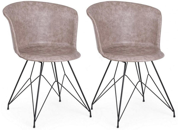 Set 2 Sedie 56x54x76 cm in Similpelle Nero e Beige prezzo
