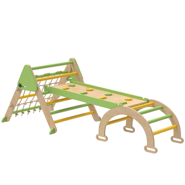 sconto Gioco per Bambini 8 in 1 con Triangolo Parete Liscia e Arco 191.5x74.5x63 cm in Legno di Pioppo e Pino