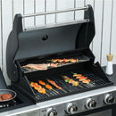Barbecue a Gas 4 Fuochi + 1 Fornello Laterale 128x50x113 cm in Metallo e  Acciaio Inox