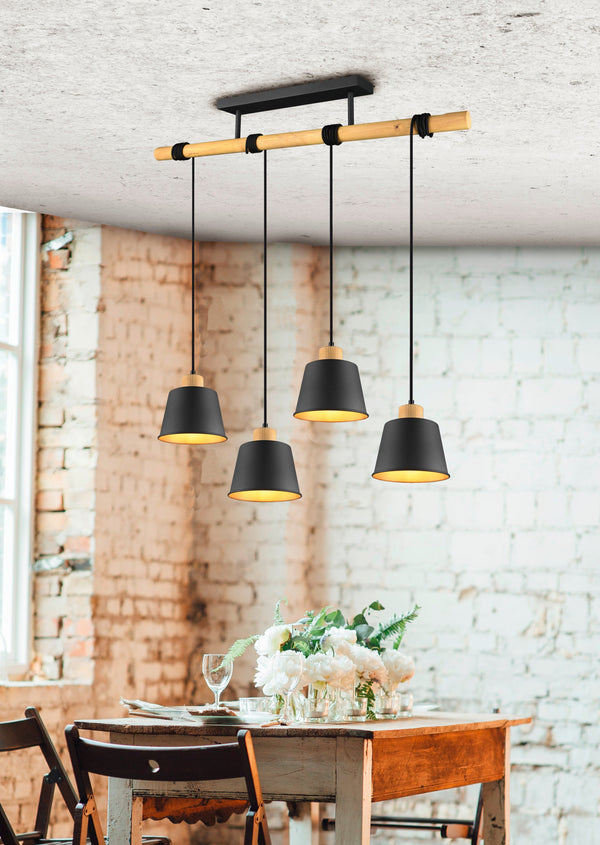 prezzo Lampada a Sospensione da Interno E27 in Metallo Nero Opaco