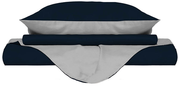 online Copripiumino con Sacco e Federe Doubleface Blu Scuro\/Grigio Chiaro