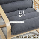 Poltrona a Dondolo Moderna 67x83x105 cm Cuscini Effetto Velluto Struttura in Legno Grigio  
