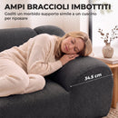 Divano 2 Posti Senza Struttura 174x91x61 cm con Seduta Ampia in Ciniglia Grigio Scuro      