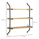 Libreria Moderna Sospesa a Scaletta 51x15x63,5 cm in Legno Naturale e Metallo