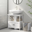 Mobile Sottolavabo Intaglio a U 60x30x60 cm Ripiano Aperto e Armadietto in MDF Bianco   