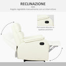 Poltrona Relax Reclinabile Manuale in Similpelle Crema 