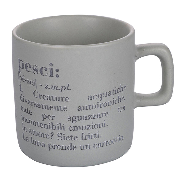 acquista Tazzina Caffè Zodiaco "pesci" Ø6x6,5 cm in Bone China VdE Tivoli 1996 Grigio Chiaro