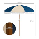 Ombrellone da Giardino Inclinabile Ø213x234 cm a 8 Stecche con Manovella Blu e Beige 