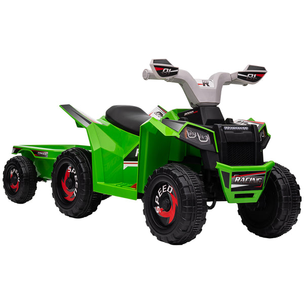 Quad Elettrico per Bambini 6V con Rimorchio Pedale Marce Avanti e Indietro Verde acquista