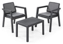 Set Tavolino e 2 Poltrone da Giardino Keter Emily Balcony Antracite