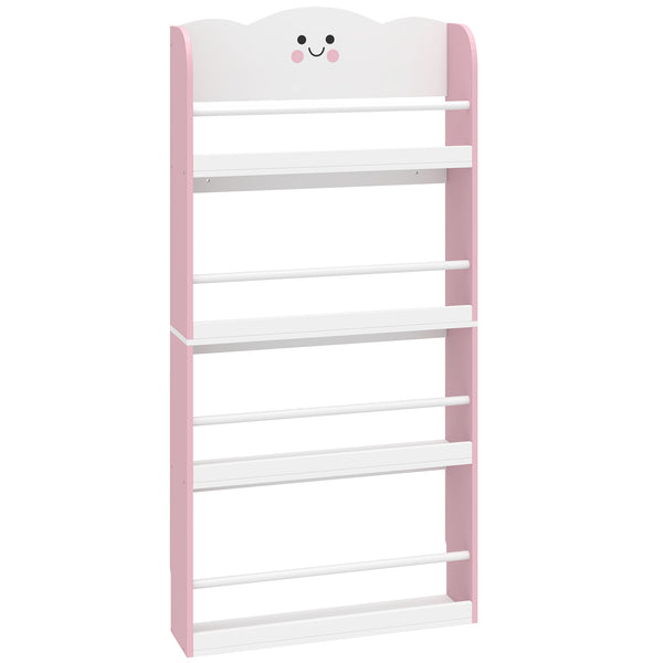 Libreria Montessoriana per Bambini 3-6 Anni 60x15x120,5 cm 4 Ripiani in Legno Rosa online
