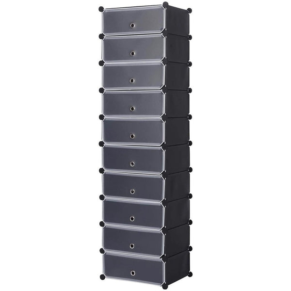Scarpiera Modulare 10 Scomparti 39x35x170 cm in PVC Nero e Bianco sconto