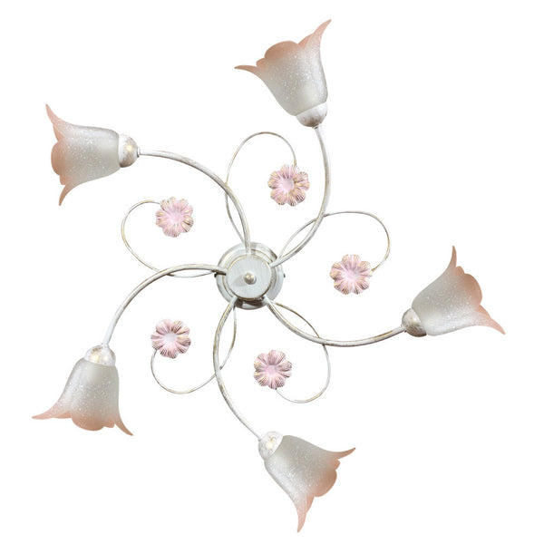 acquista Plafoniera 5xE14 Montatura Bianco Oro Vetro Ss Bianco Sfumato Ros E-Energy Vera