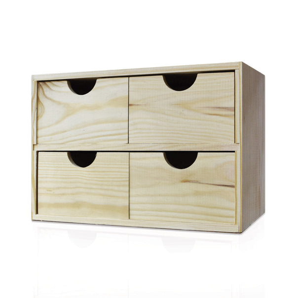 acquista Cassettiera da Tavolo  4 Cassetti 21,7x32x14 cm in Legno di Pino Massello Naturale