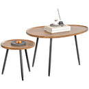 Set 2 Tavolini da Salotto Sovrapponibili in MDF e Gambe in Metallo Colore Legno Scuro    