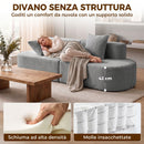 Divano 3 Posti Modulare 245x86x82 cm con Seduta Profonda in Velluto a Coste Grigio Chiaro      
