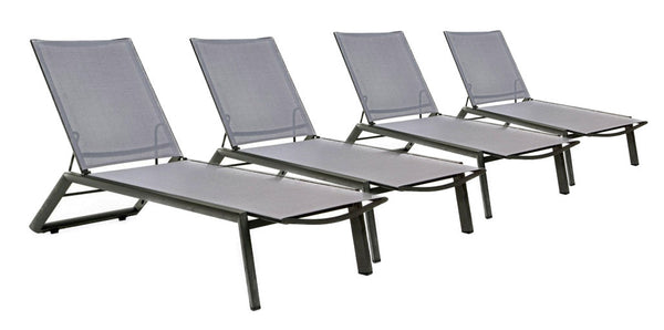 Set 4 Lettini Prendisole da Giardino 67x194x95h cm Cruise con Ruote Antracite prezzo