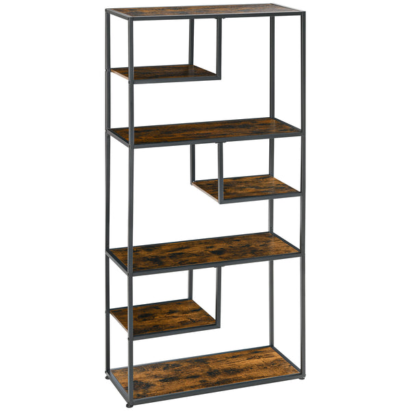 Mobile Libreria in Stile Industriale a 7 Livelli 83x34x180 cm in Legno e Acciaio Marrone prezzo