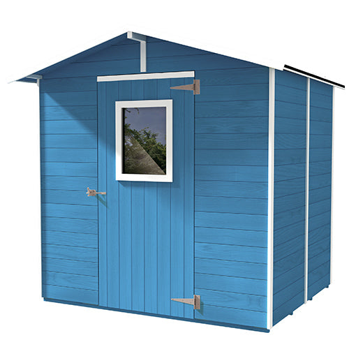 sconto Casetta Box Capanno in Legno Azzurra per Attrezzi con Porta e Finestra 200X305X214Cm