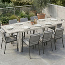 Tavolo da Giardino Allungabile 225x85x75 cm per 6-8 persone in Alluminio con Piano a Doghe Bianco      