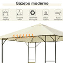Tendone Gazebo da Giardino Bianco in Metallo 3x3m 