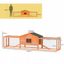 Conigliera da Esterno Casetta Rampe e 2 Recinti 309x69,5x87 cm in Legno Arancione  