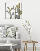 Pannello Cactus-Frame 50x1,3x50 cm in Ferro Verde e Azzurro