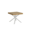  Tavolo Allungabile 90-194x90x76 cm Clerk Quercia Natura Gambe Bianche