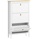 Scarpiera Slim 80x24x131 cm con 3 Cassetti e Ripiani Regolabili per 21 Paia di Scarpe in Pannello di Particelle Bianco      