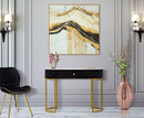 Consolle Fissa 1 Cassetto 100x43x74 cm in Metallo e Tessuto Imbottito Nero