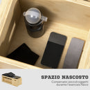 Panca Multifunzione con Schienale Regolabile Vano Contenitore Rack per Pesi ed Elastici in Legno      