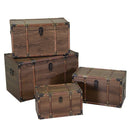 Set 4 Baule in legno e Similpelle marrone rettangolare 