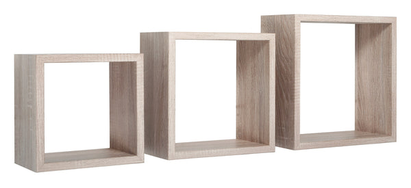 Set 3 Mensole da Parete Cubo in Fibra di Legno Incubo Rovere Sagerau