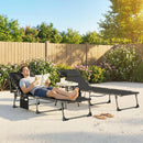 Set 2 Lettini Prendisole da Giardino 57x200x38 cm Pieghevoli e Reclinabili su 5 Livelli con Cuscini in Texteline Nero      