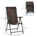 Set 2 Sedie da Giardino in Rattan Polietilene e Acciaio Rosso e Nero