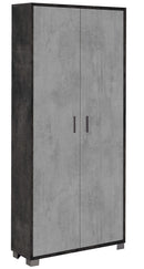 Armadio Multiuso 2 Ante 83x190x29 cm Ossido Nero/Cemento