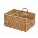 Cesta portalegna in vimini europeo con fodera juta rettangolare cm 53x39xh26/31.5