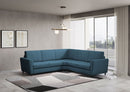 Divano Angolare 5 Posti 248x248x85 cm Yasel in Tessuto Avio