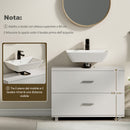 Mobile Sottolavabo Moderno 80x30x60 cm con 2 Cassetti e Intarsio a U in Legno Bianco      