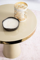 Tavolino Nandika Ivory D45.5 Rotondo in Acciaio