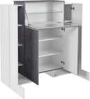 Mobile Vetrina 5 Ante 130x45x135 cm Pillon Bianco Lucido e Ardesia