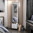 Mobile portagioie Elegante con cassetti e specchio girevole bianco