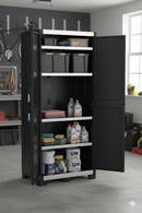 Armadio da Esterno 3 Ripiani 89x54x188H cm in Plastica Keter XL Garage Alto Nero