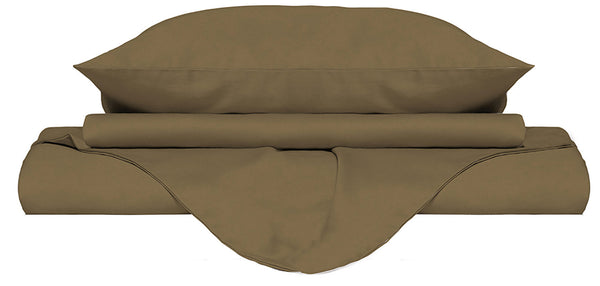 sconto Copripiumino Matrimoniale con Sacco e Federe Tinta Unita Nocciola